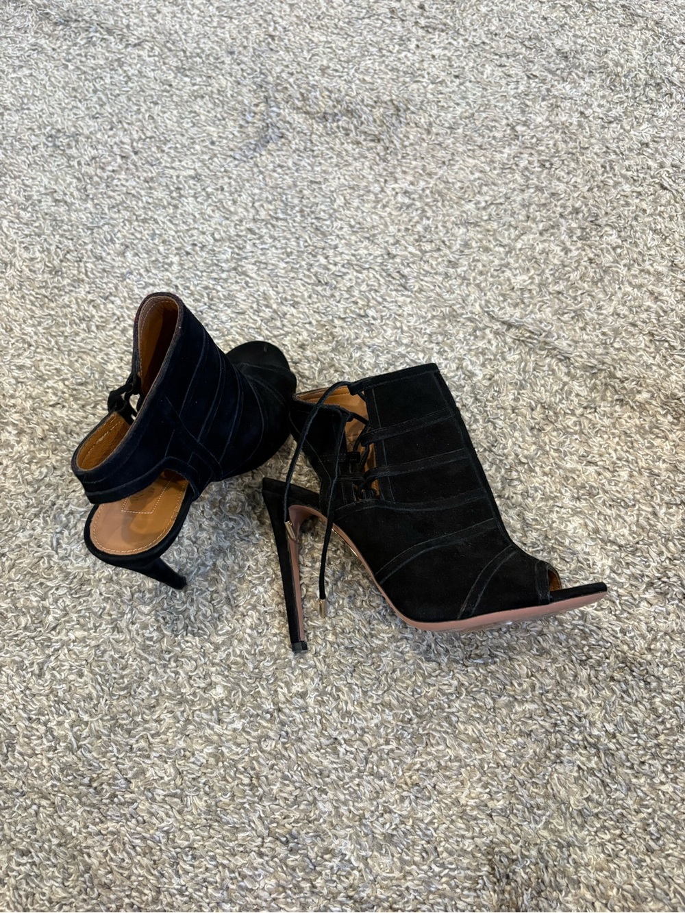 Aquazzura Black Suede Oui Baby Ankle Bootie